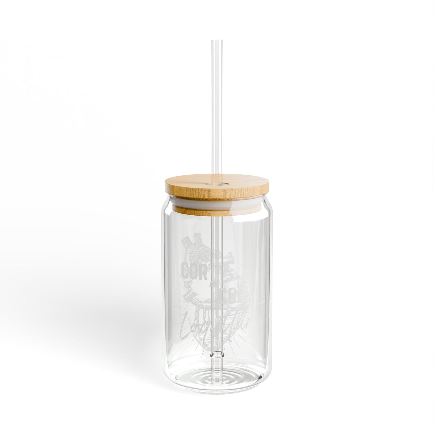 'Cor ad Cor' Glass Coffee Cup with Straw